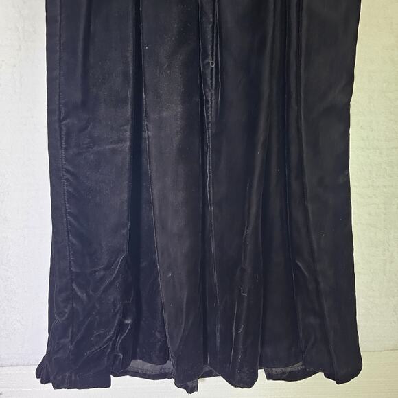 Gunne Sax Dress 7 Velvet V Neck Lace VTg Gothic Romance Puff Short Sleeve Midi - Picture 7 of 13